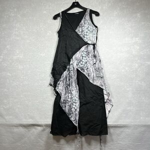 Animale Dress Women’s Size XS Black Floral Midi Dress Cotton Sleeveless